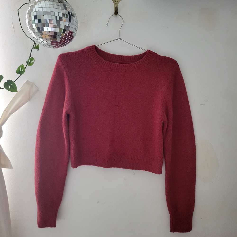 Women's Red Crop Sweater